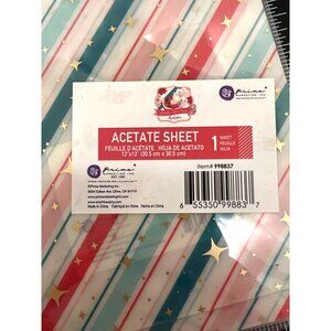 12x12 Acetate Sheet With Gold Foil Stars & Stripes Candy Cane Lane 998837